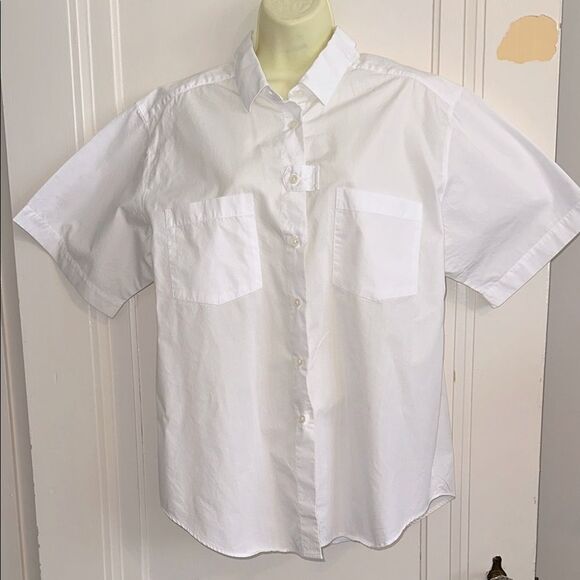 Vintage Talbots White Short Sleeve Cotton Shirt - Picture 1 of 9